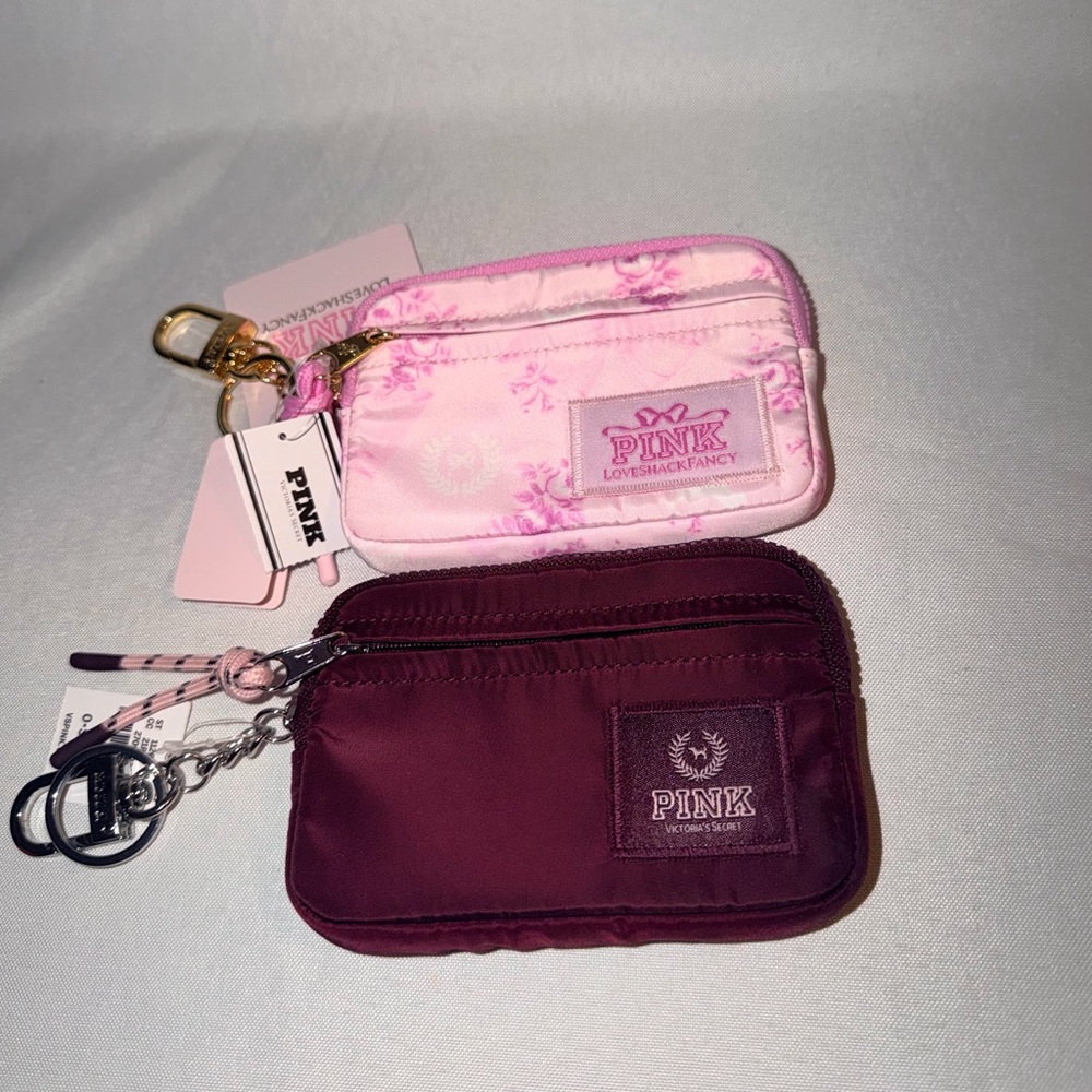 PINK Zip Card Holder Keychain